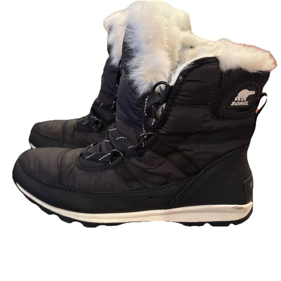 Sorel Whitney Short Lace Waterproof Snow Winter Black Boots Size 10 - Picture 5 of 5